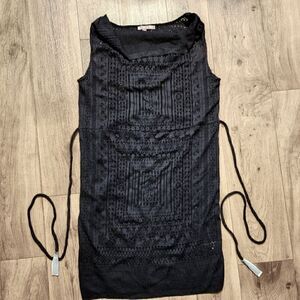 Calypso St. Barth Draped Neck Lace Dress Black Size S New